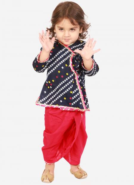 Pink And Navy Colour KID1 Krish Festive Wear Pure Cotton Angrakha Dhoti Collection K22DB189NV